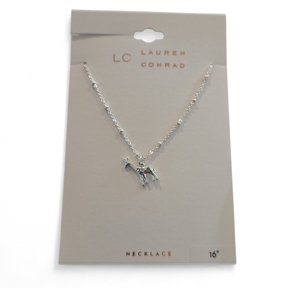 LC Lauren Conrad Giraffe Pendant Necklace | Silver Tone‎ Animal Jewelry Boho